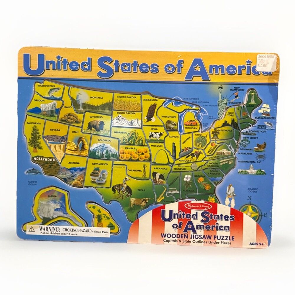 Melissa and Doug United States of America Wooden Jigsaw Puzzle Brand New Sealed